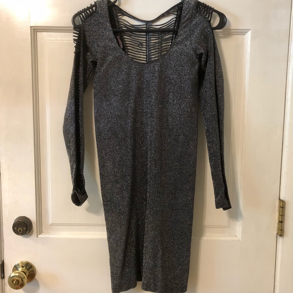Bebe silver cocktail dress